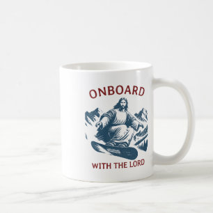 An Bord mit dem Herrn – Snowboarden Jesus auf Schn Kaffeetasse
