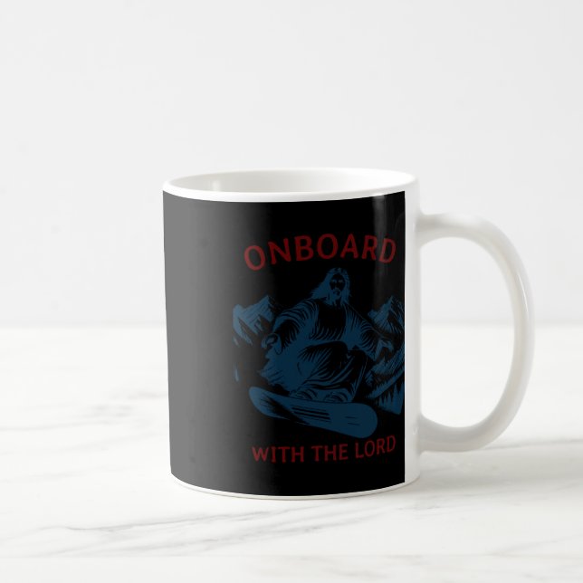 An Bord mit dem Herrn - Snowboarden Jesus auf Schn Kaffeetasse (Rechts)
