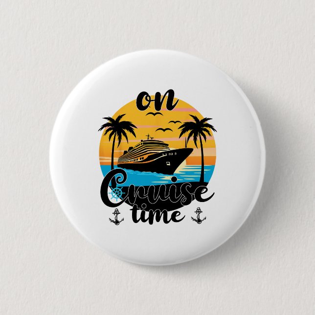 An Bord Zeit Strand Sommer Urlaub Passende Fami Button (Vorderseite)