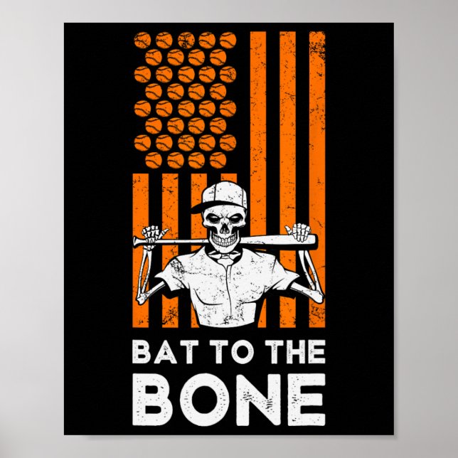An das KnochenHalloween-Baseballskelett Baseball B Poster (Vorne)
