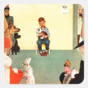 An den Tierärzten durch Norman Rockwell Quadratischer Aufkleber