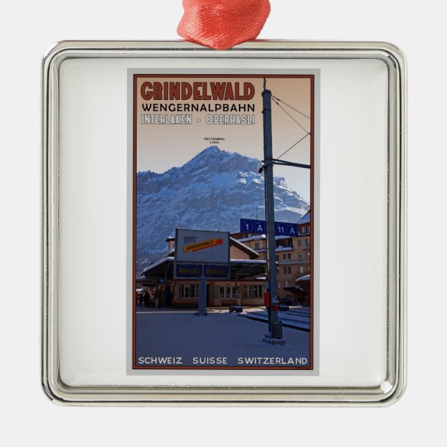 An der Grindelwald Bahnstation Ornament Aus Metall (Vorne)