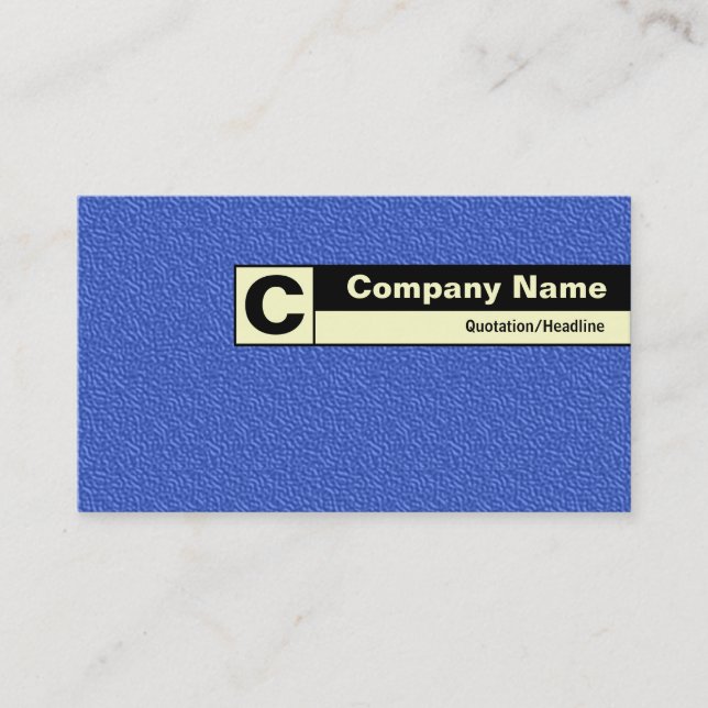 An der Kante beschriftes Monogramm - Blue Embossed Visitenkarte (Vorderseite)