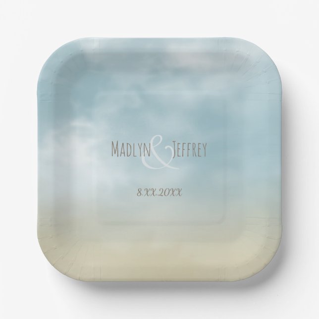 An der Küste Surfstrand Hochzeit Pappteller (Vorderseite)