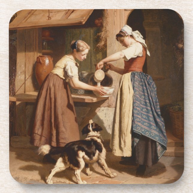 An der Molkerei 1866 (Öl auf Platte) Untersetzer (Vorderseite)