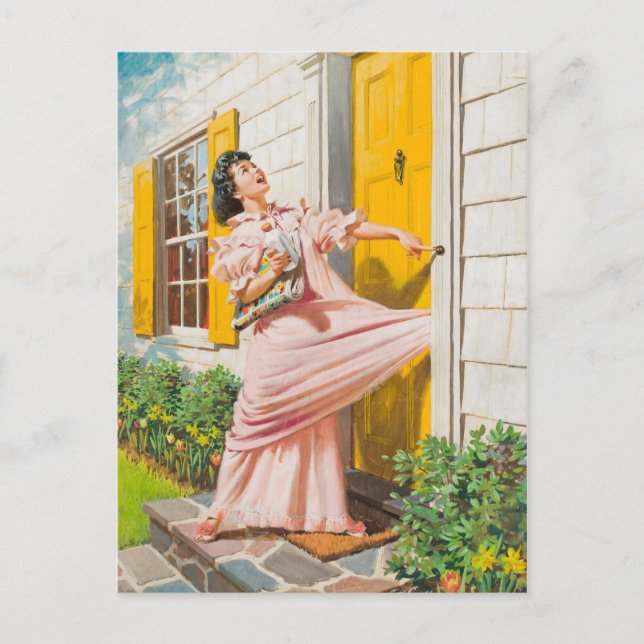 An der Tür gefangen Postkarte (Vorderseite)