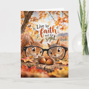 An dich denkende Eichhörnchen schauen durch Brille Karte
