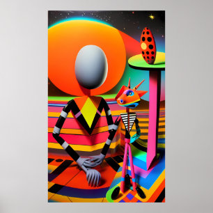 An einem imaginären Freund unter dem Tableau warte Poster
