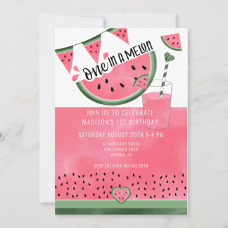 An einem Melon Watercolor Wassermelone I Einladung