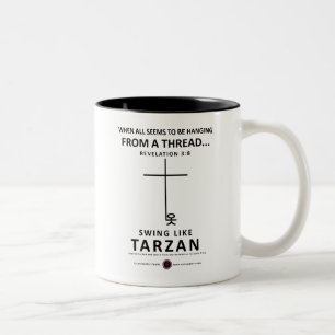 An einem Thread hängen Zweifarbige Tasse
