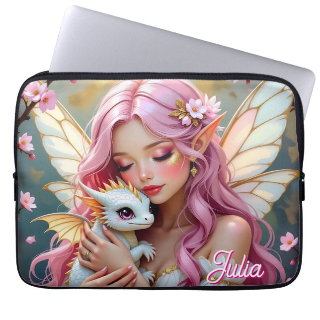 An Elegant Fairy and her Baby Dragon Personalized Laptopschutzhülle (Vorderseite)