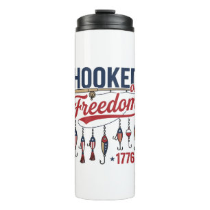 An Freiheit gewöhnte patriotische Fischerei-Shirt  Thermosbecher