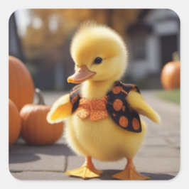 An Halloween-Aufkleber gekleidetes Duckling Quadratischer Aufkleber