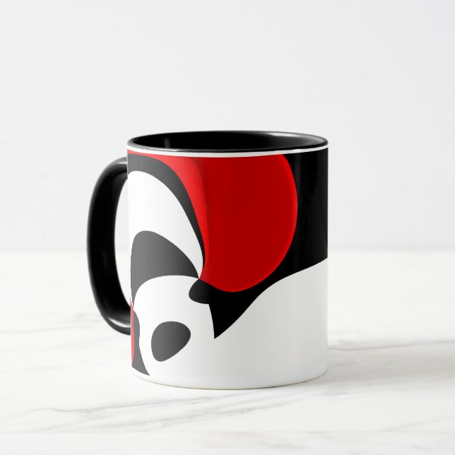 An Herrn Redd: Abstrakt Schwarz, Weiß und Rot Tasse (Vorderseite Links)