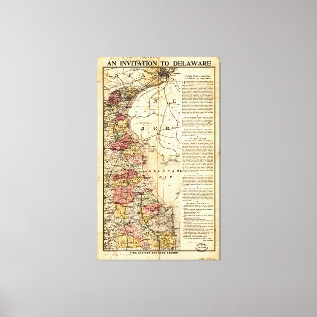 "An Invitation to Delaware" Karte (1903) Leinwanddruck (Vorderseite)