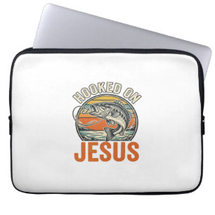 An Jesus Aufgehängt Vintage-Bassfischen Glaube Laptopschutzhülle