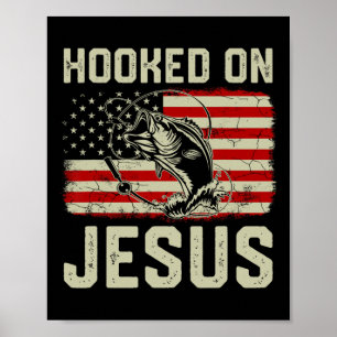 An Jesus hängen Byb Fischen Amerikanische Flagge R Poster