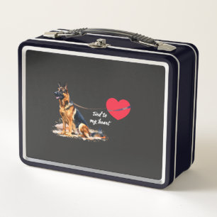 An mein Herz gebundener Deutscher Schäferhund Metall Brotdose