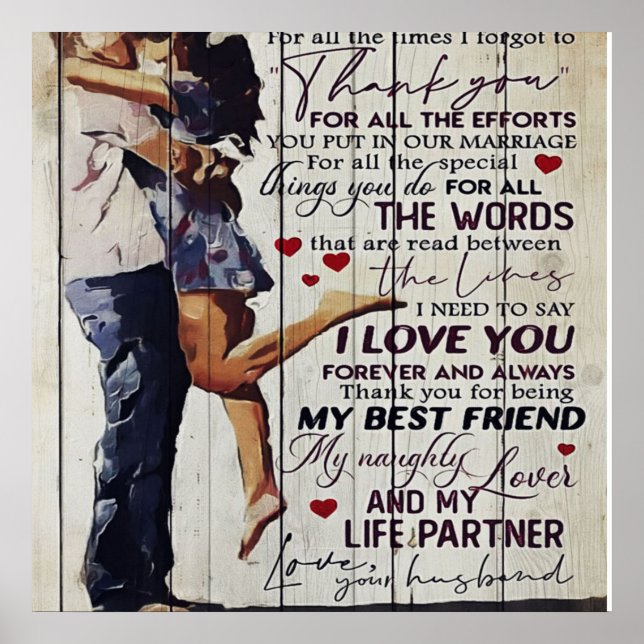 An meine Ehefrau anwesend | Liebe Quotes vorhanden Poster (Vorne)