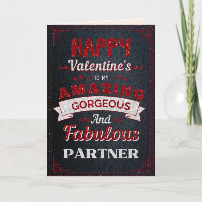 An meine Phantastische Partner Glitzer Valentine C Karte (Vorderseite)