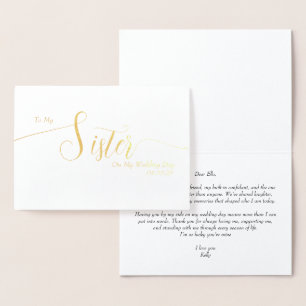 An meine Schwester am Tag meiner Hochzeit Elegante Folienkarte