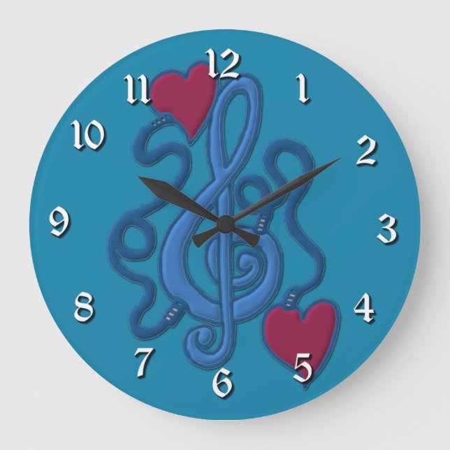 An Music Blue Note Wall Clock angeschlossen Große Wanduhr (Vorderseite)