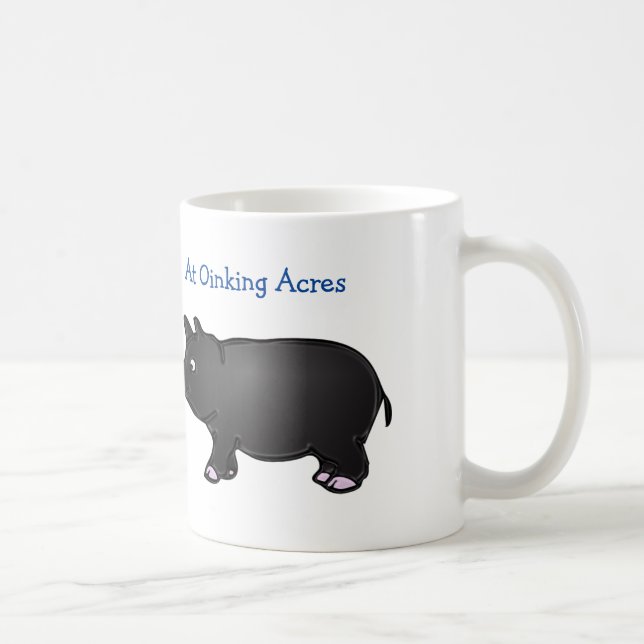 An Oinking Morgen schwarze Minischwein-Tasse Kaffeetasse (Rechts)