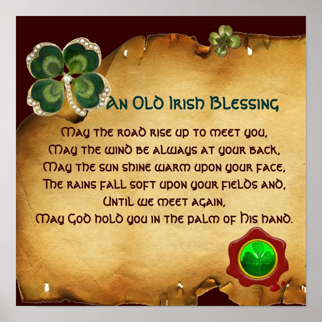 An Old Irish Blessing Parchment, Square Poster (Vorne)