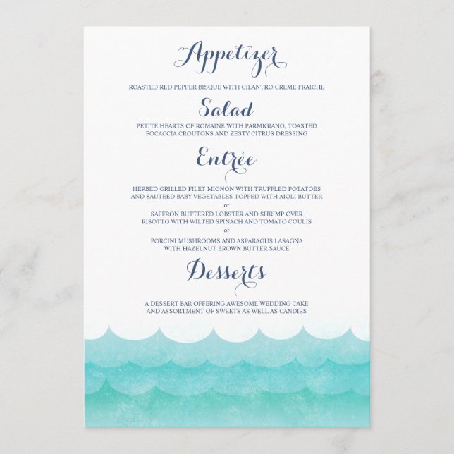An Sea Nautical Wedding Menu Cards Menükarte (Vorderseite)
