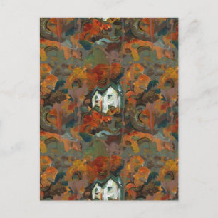 An White House & Autumn Trees Postkarte