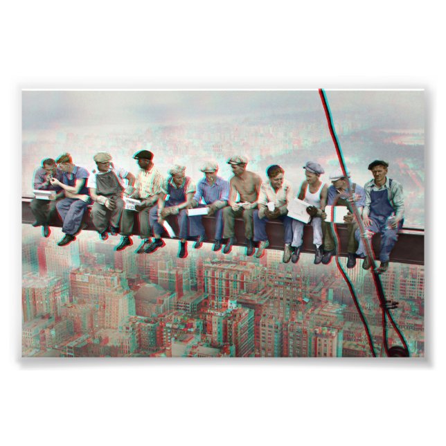 Anaglyph 3D Poster - Mittagessen am Wolkenkratzer  (Vorne)