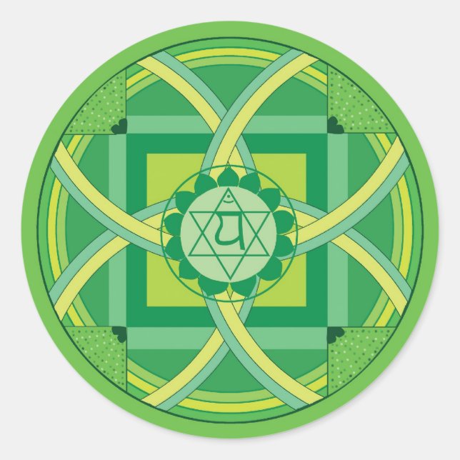 Anahata chakra Mandala Runder Aufkleber (Vorderseite)
