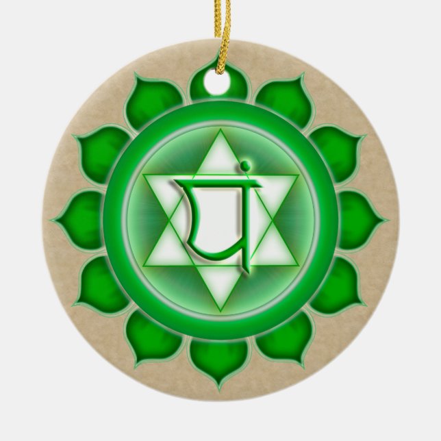 Anahata oder Herz des 4. Chakra Keramikornament (Vorne)