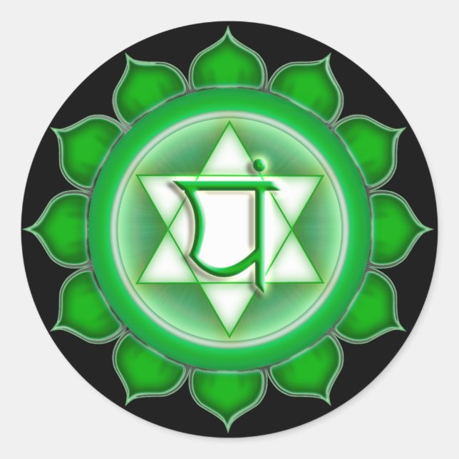 Anahata oder Herz des 4. Chakra Runder Aufkleber (Vorderseite)