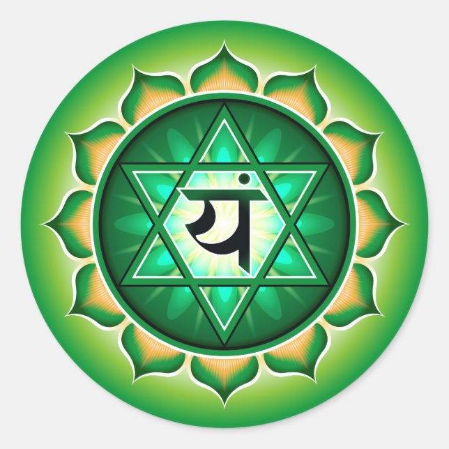 Anahata oder Herzchakra Runder Aufkleber (Vorderseite)