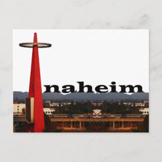 Anaheim CA Skyline mit Anaheim im Himmel Postkarte