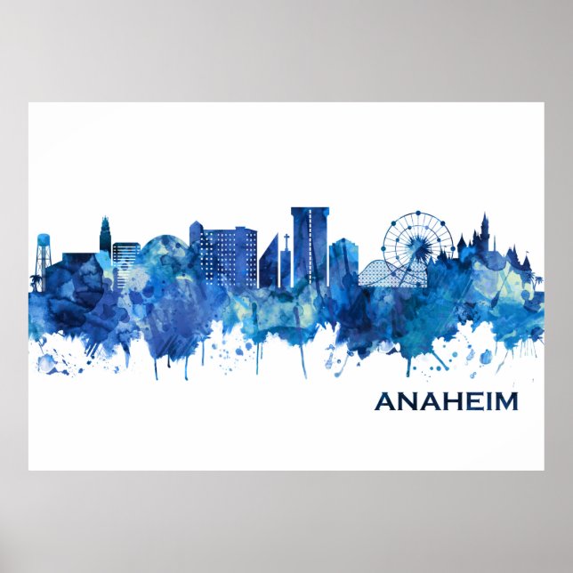 Anaheim California Skyline Blue Poster (Vorne)