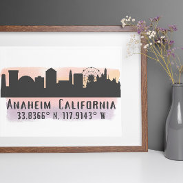 Anaheim Skyline Latitude und Länge Poster