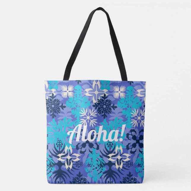 Anahola Bay Hawaiian Abstrakt Floral Peri Tasche (Vorderseite)