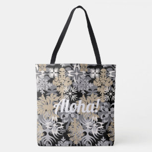 Anahola-Bucht Hawaiian Abstract Floral Schwarz Tasche
