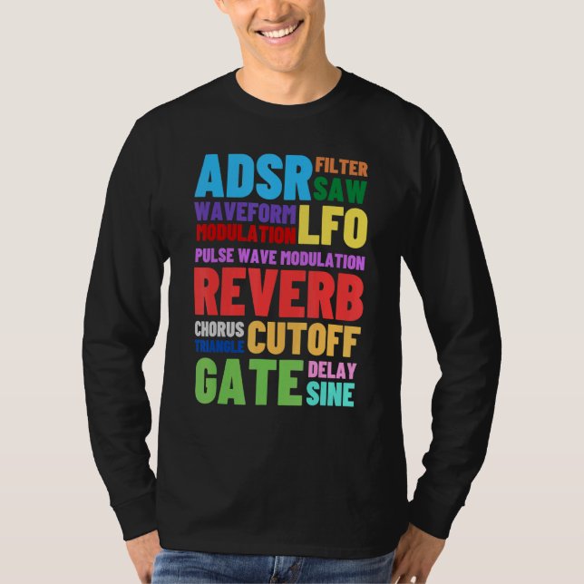 Analog Modular Synthesizer Words Techno Rave Syn T-Shirt (Vorderseite)
