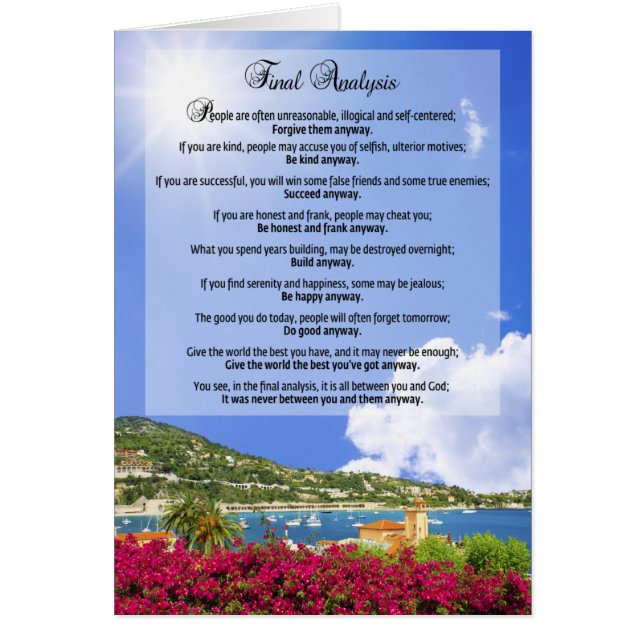 Analyse finale : "Faites-le de toute façon" (Devant)