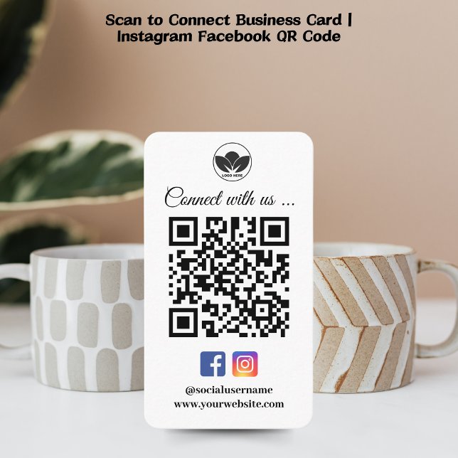 Analyser pour connecter le Carte de visite | Faceb (instagram facebook qr code social media business card scan to connect)