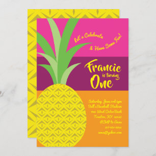 Ananas 1er Anniversaire Cute Invitations