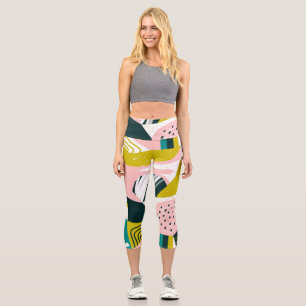 Ananas Abstrakt: farbenfrohe nahtlose Patchwork Capri Leggings