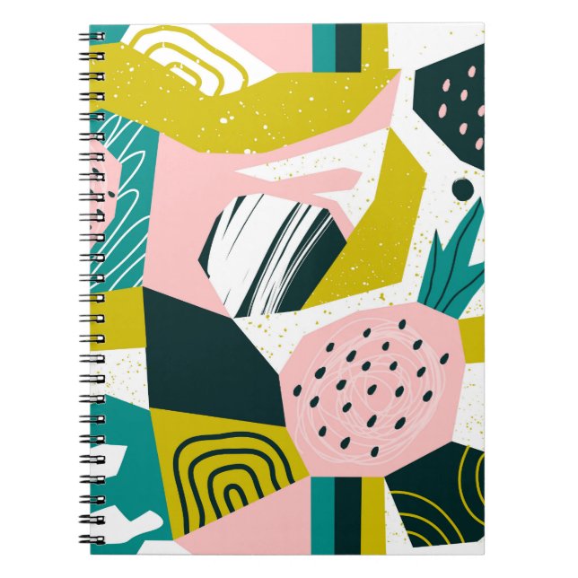 Ananas Abstrakt: farbenfrohe nahtlose Patchwork Notizblock (Vorderseite)