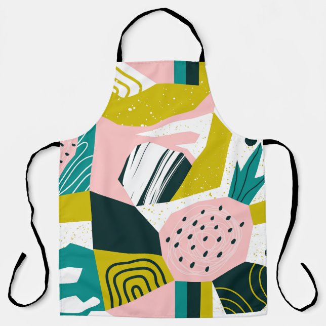 Ananas Abstrakt: farbenfrohe nahtlose Patchwork Schürze (Vorderseite)