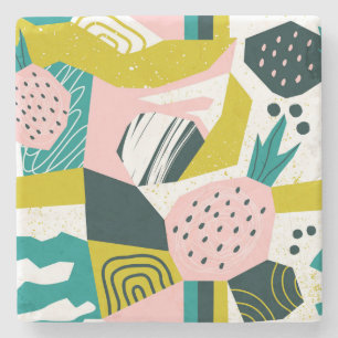 Ananas Abstrakt: farbenfrohe nahtlose Patchwork Steinuntersetzer