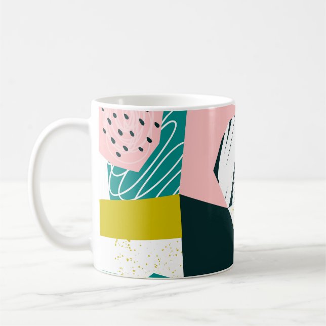 Ananas Abstrakte: Farbige Nahtlose Patchwork Kaffeetasse (Links)