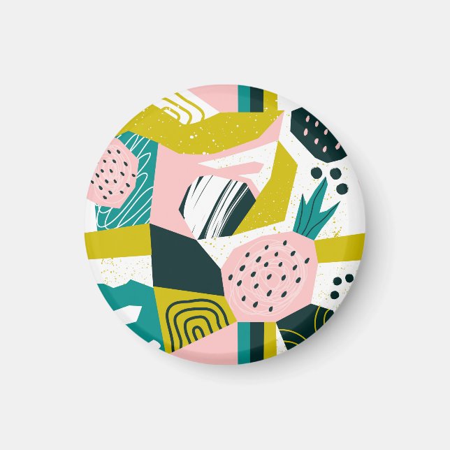 Ananas Abstrakte: Farbige Nahtlose Patchwork Magnet (Vorne)